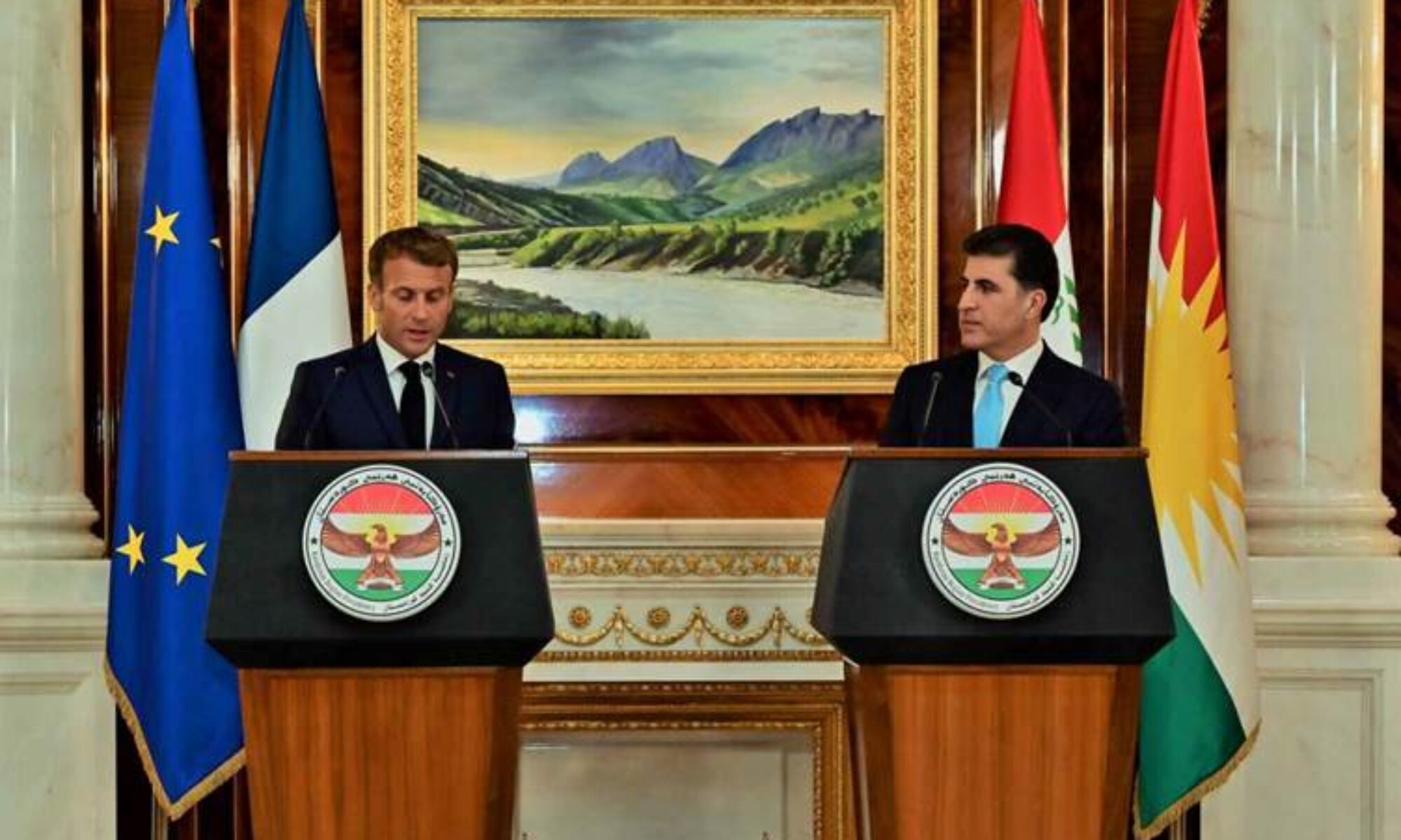 Macron ve Barzani'nin ortak basın açıklamasında önemli konular öne çıktı