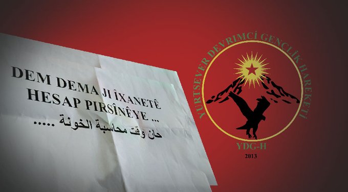 Ciwanen Şoreşger adlı çete gurubu tüm muhalifleri tehdit eden bir bildiri yayınladı PKK; ENKS, PDK-S PYD