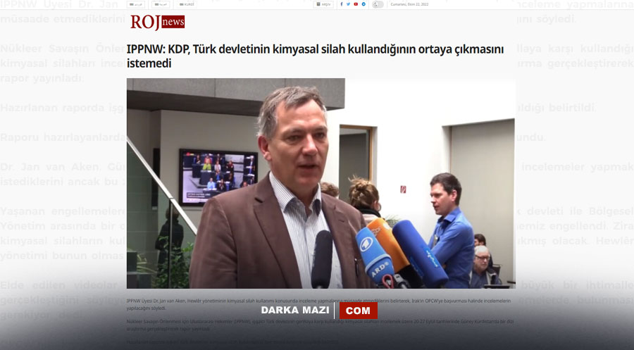 PKK medyası bu kez uluslararası kurumların adını kullanarak yalan haber yaptı: IPPNW açıklama yapmış gibi verdi Jan Vane Akene, Kürdistan Bölgesi, Amediye, Çıra TV Roj News PKK medyası, Süleymaniye