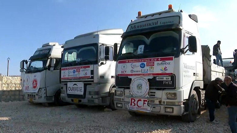 Barzani Yardım Vakfı’nın üçüncü yardım konvoyu Efrin’e ulaştı: Cinderes’de dağıtılacaklar