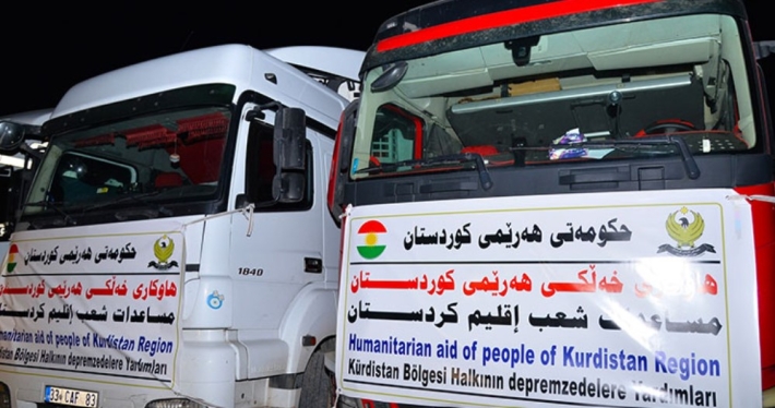 Kürdistan Bölgesi'nin depremzedelere yardım konvoyu bu kez Urfa'da