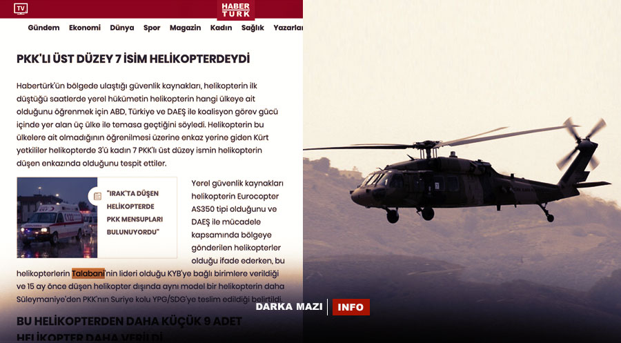  Duhok’ta düşen helikopterin YNK’ye ait olduğu iddia edildi