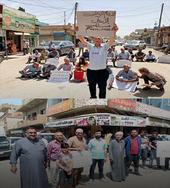 Rojava: Çiftçiler PYD yönetiminin buğday fiyatlarını protesto gösterisi düzenledi