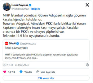 PKK ve MHP’liler beraber insan kaçakçılığı yapmışlar